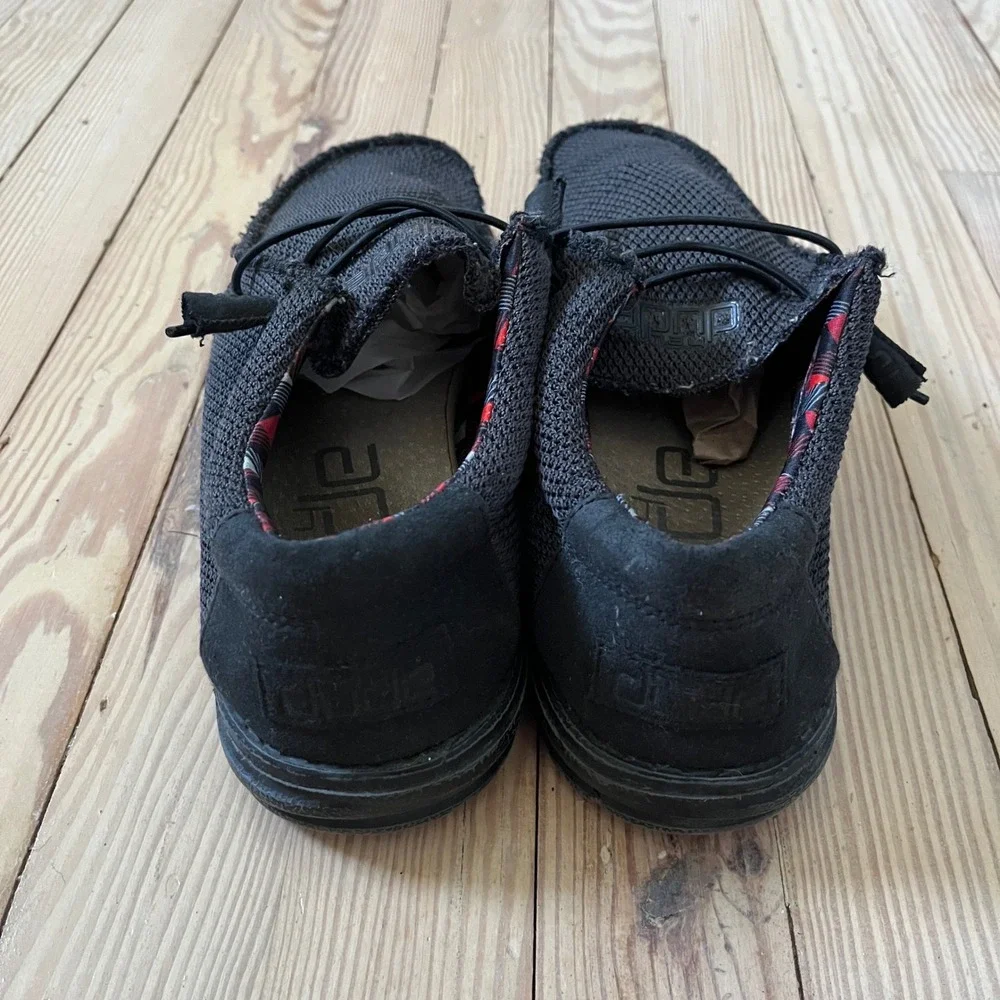 Hey Dude Wally Sox Loafers Mens Size 9 Jet Black Knit Slip On Shoes 110354935